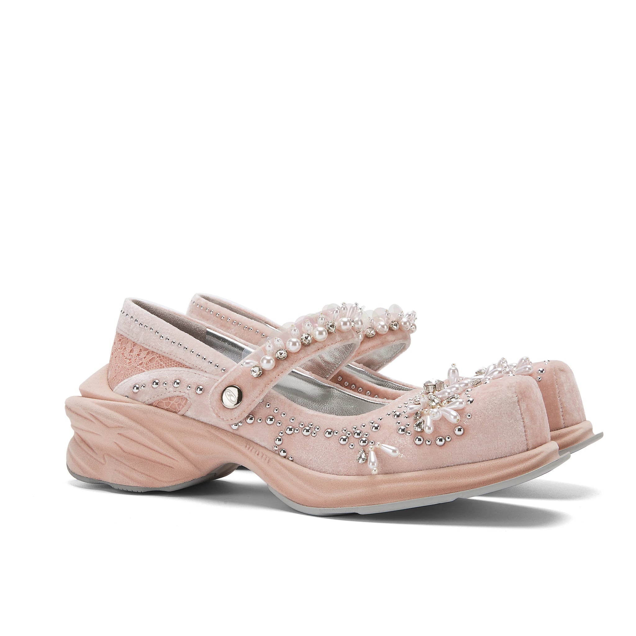 ATCROX&Florentinaleinter Velvet pearl Rococo catwalk ballet shoes