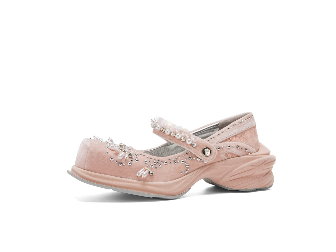 ATCROX&Florentinaleinter Velvet pearl Rococo catwalk ballet shoes