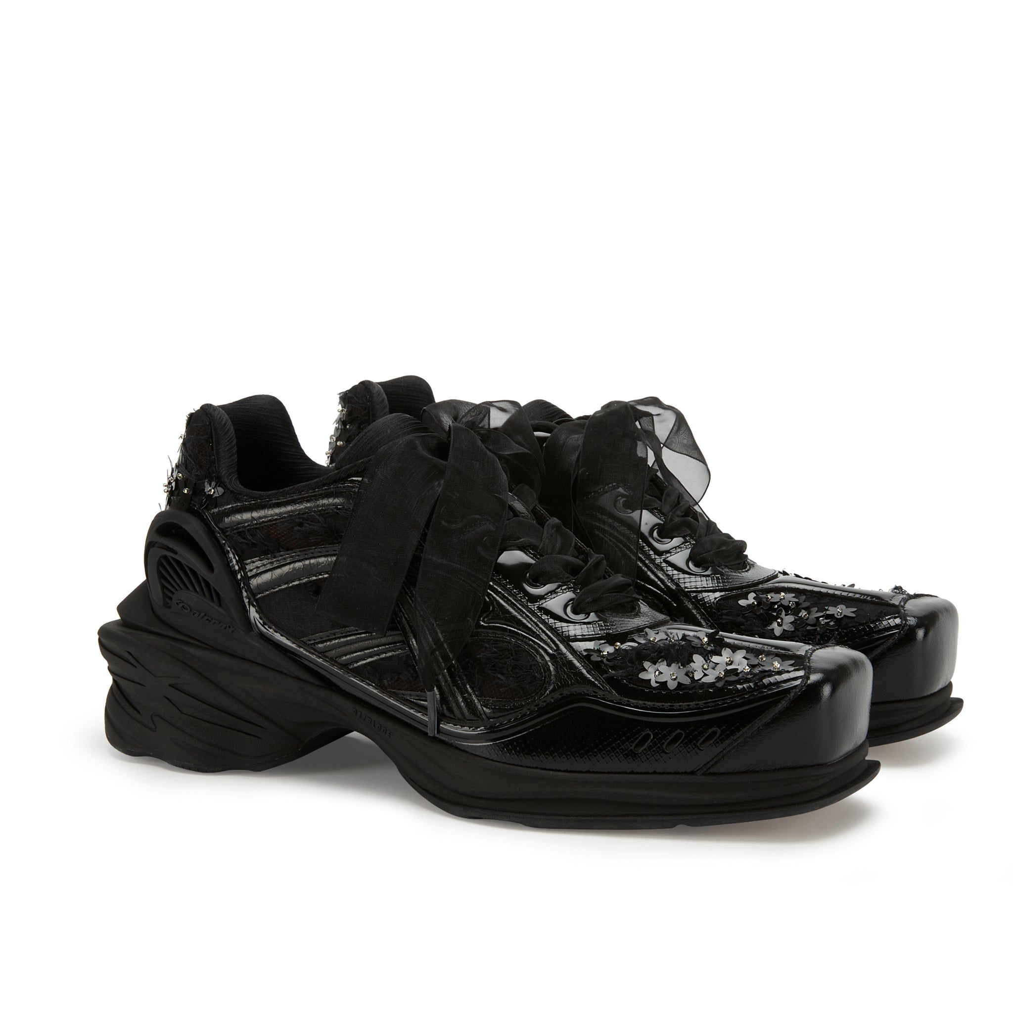 ATCROX&Florentinaleinter Co-branded cowhide square-toed beaded sports shoes