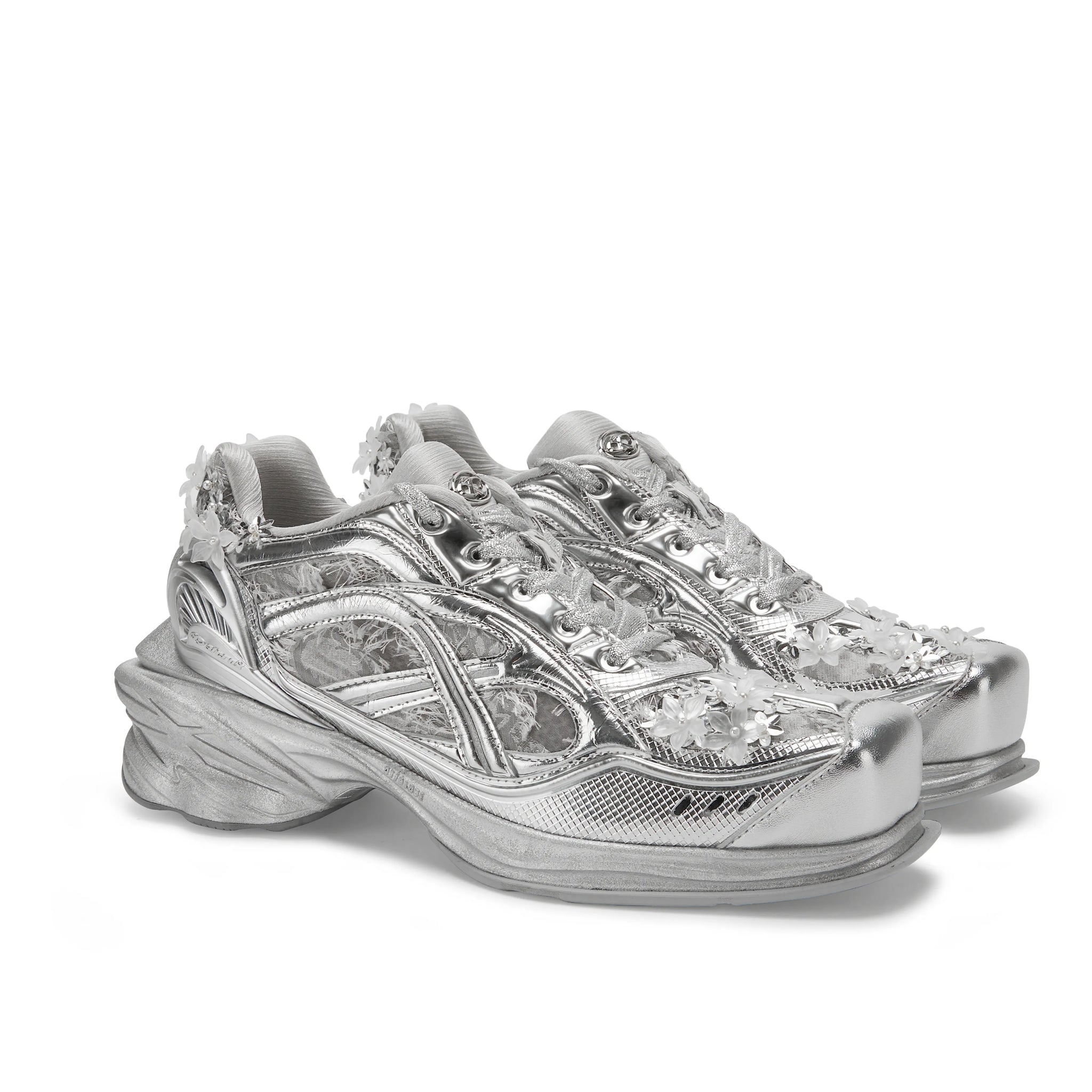 ATCROX&Florentinaleinter Co-branded cowhide square-toed beaded sports shoes