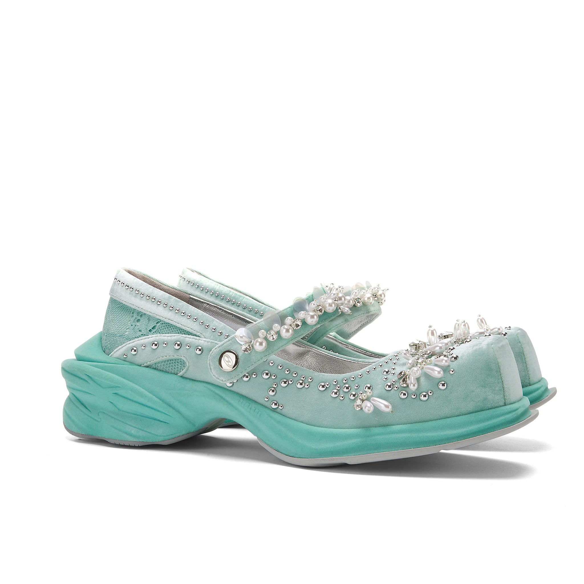 ATCROX&Florentinaleinter Velvet pearl Rococo catwalk ballet shoes