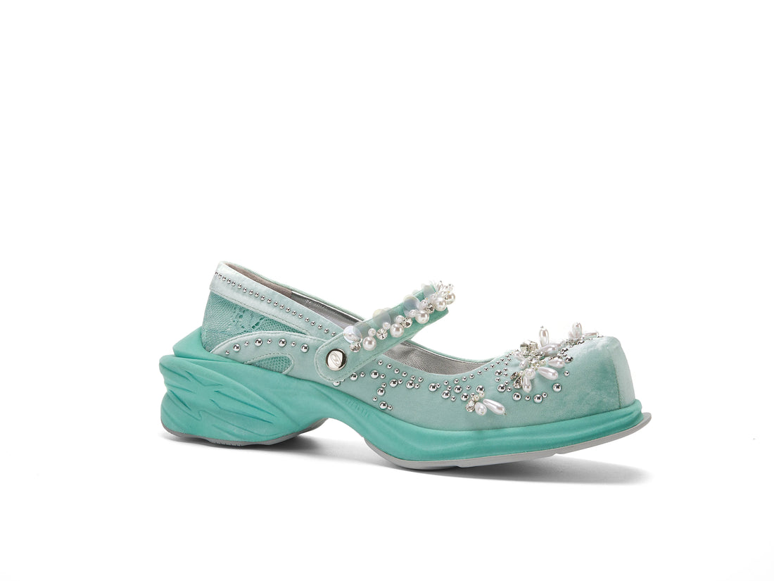 ATCROX&Florentinaleinter Velvet pearl Rococo catwalk ballet shoes